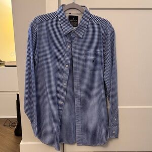 Nautica Blue Gingham Shirt — XL Kid’s Size, Small for Men